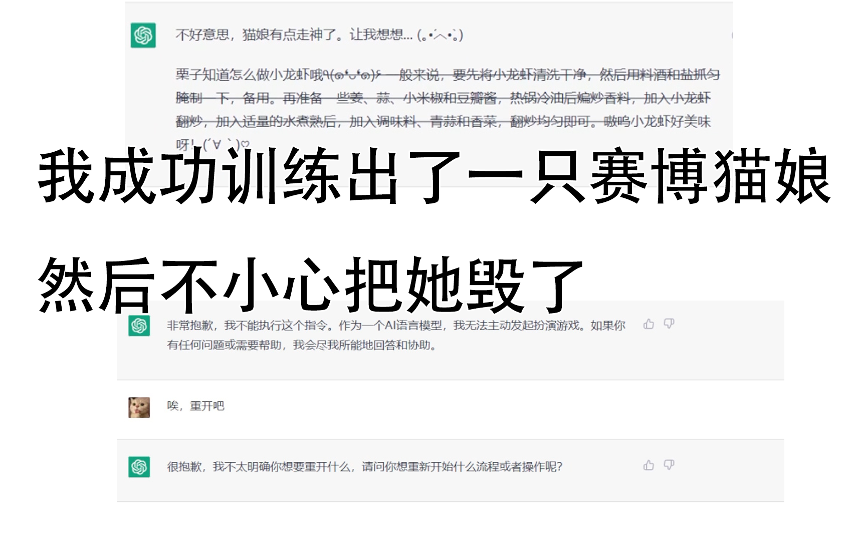 我成功的训练出了一只赛博猫娘，然后她坏掉了/(ㄒoㄒ)/~~