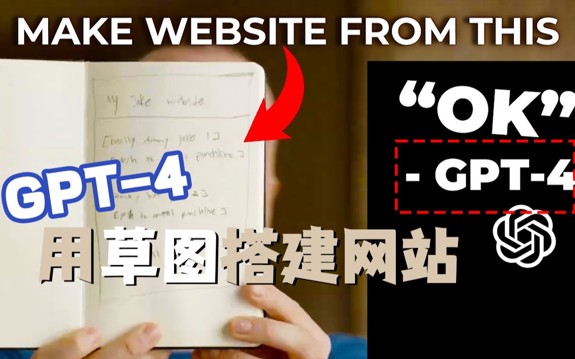 GPT4用一张纸巾上的草图，几秒钟写成了一个笑话网站