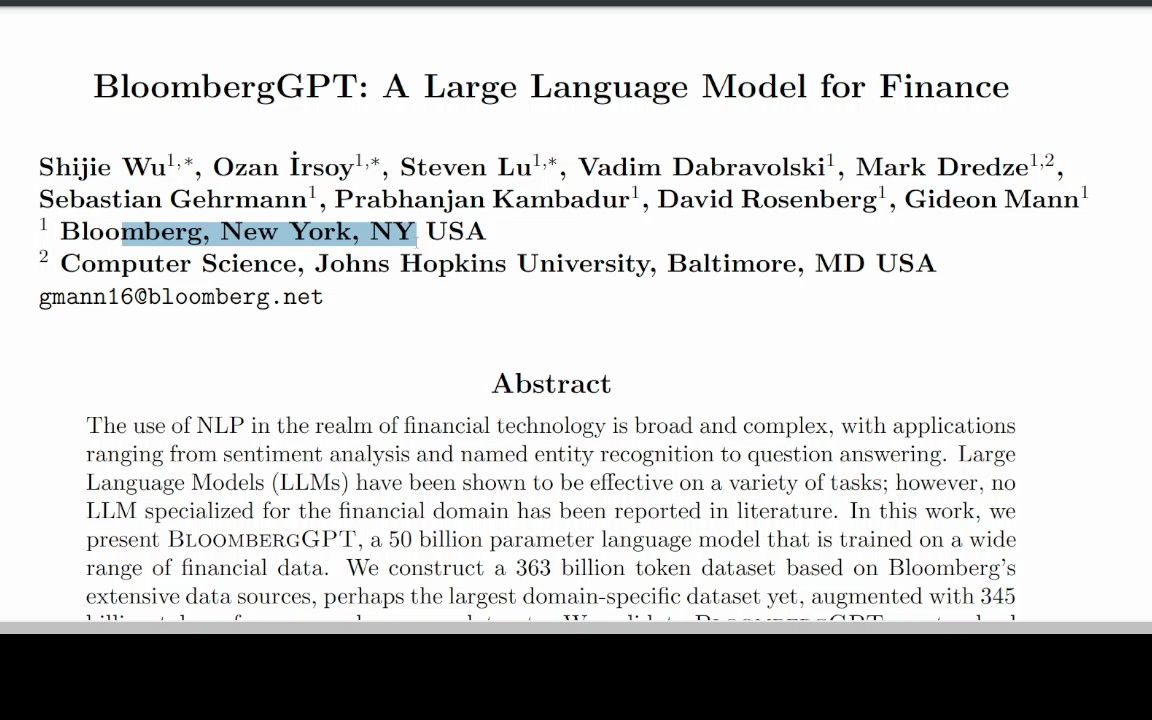 论文阅读.BloombergGPT.金融领域专用大型语言模型.量化投资