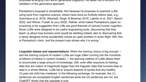 为什么大语言模型是贫劣的人类语言认知理论
