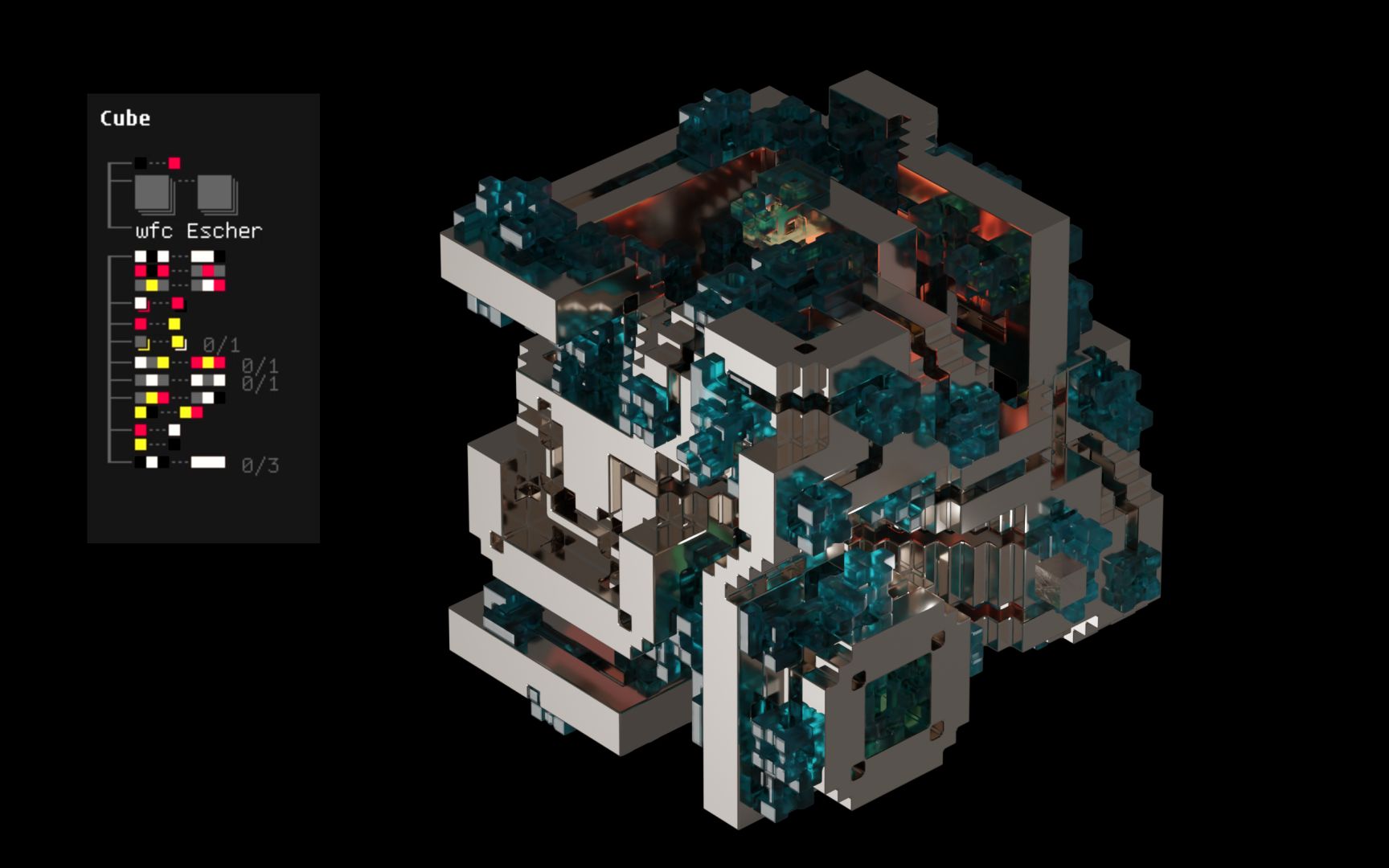 【MarkovJunior算法】生成程序化模型及迷宫与图案 generative art log #4