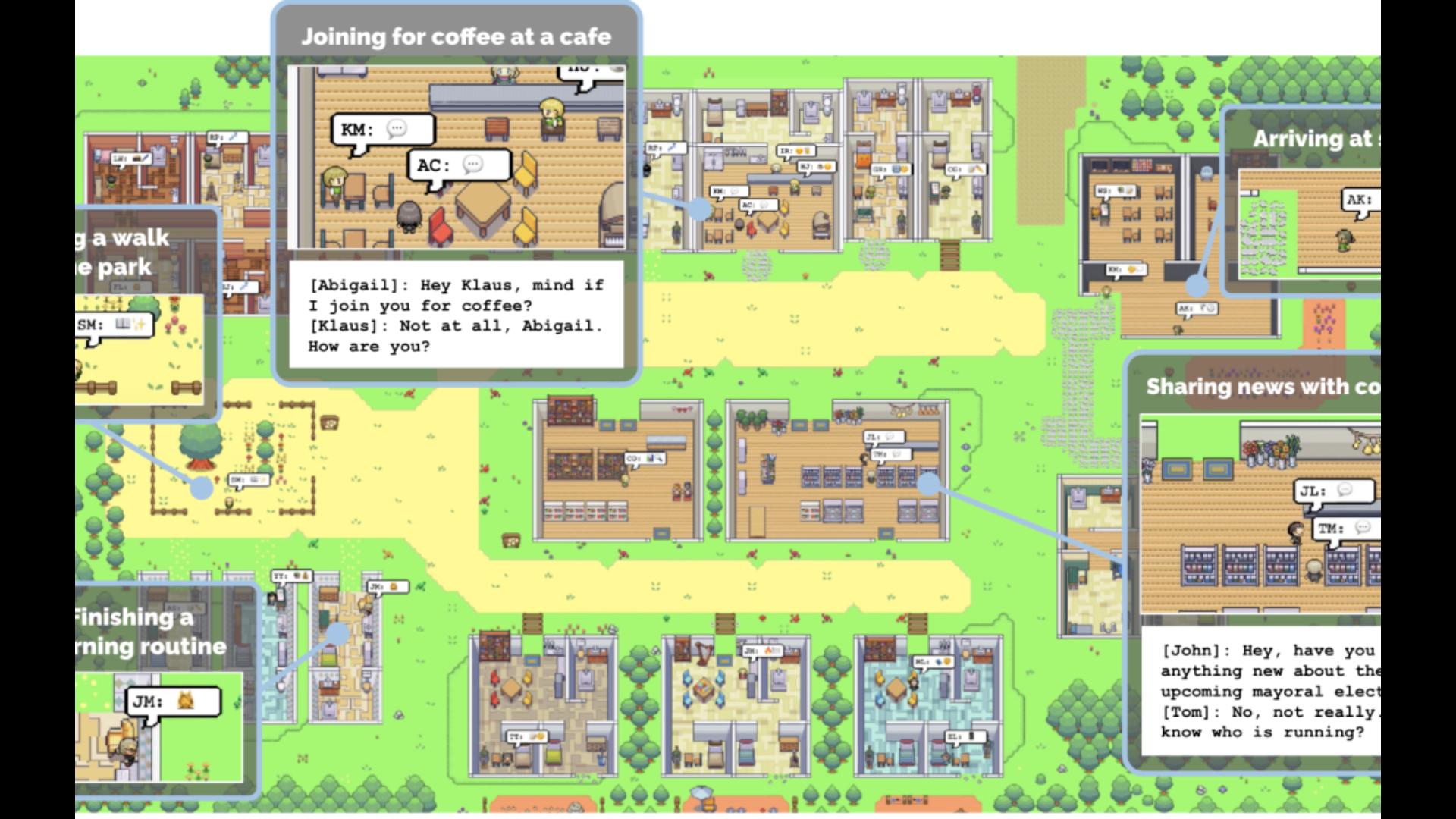 NPC 有生命了？ChatGPT AI 虚拟小镇，25 个 AI 居民的自由生活